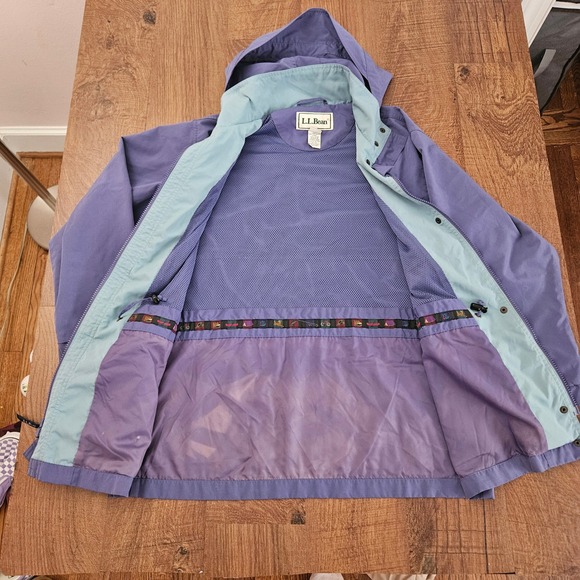 Vintage LL Bean Womens Petite Small Blue Hooded Jacket Lightweight 90s Classic - Picture 4 of 11